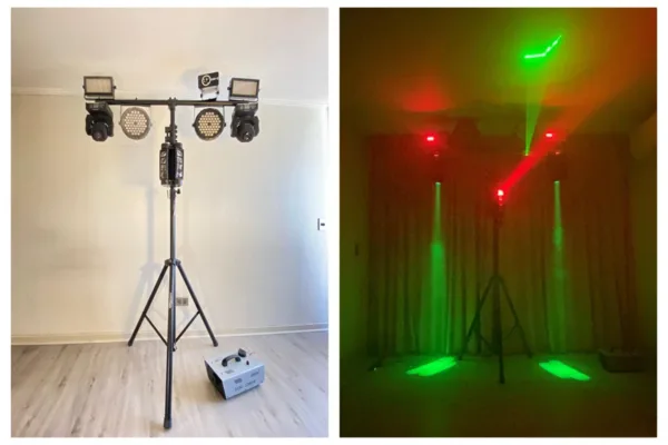 Arriendo de luces para fiestas y eventos con trípode spider en Santiago